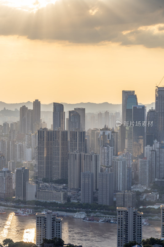 重庆城市天际线日落风景