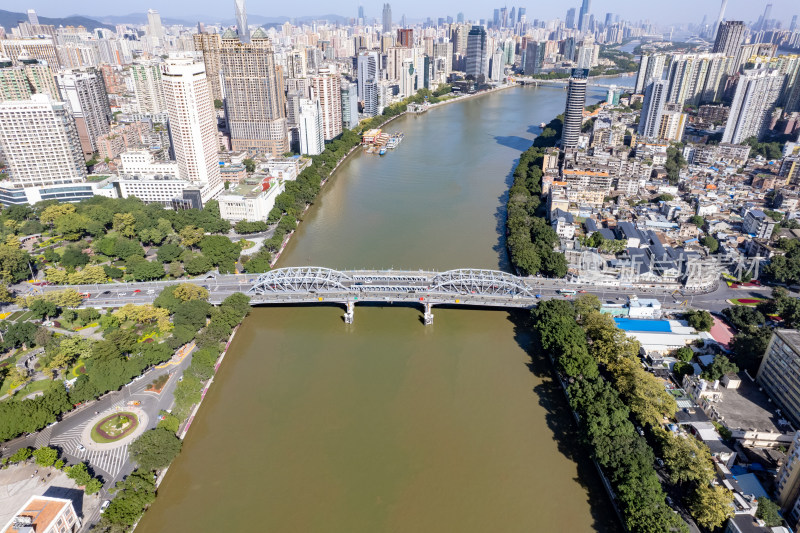 广州海珠广场海珠大桥城市高楼航拍摄影图