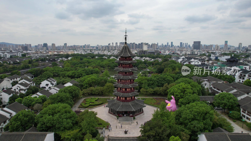 航拍江苏苏州盘门景区4A景区