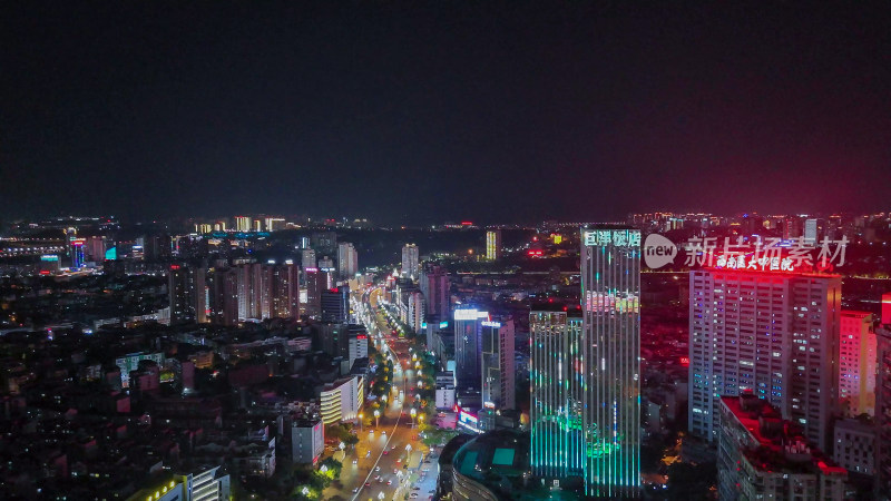 航拍四川泸州夜景泸州城市建设