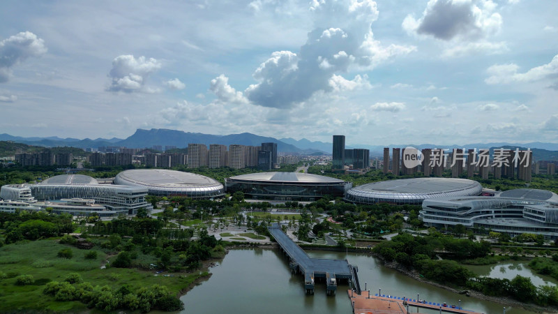 航拍福建福州海峡国际会展中心