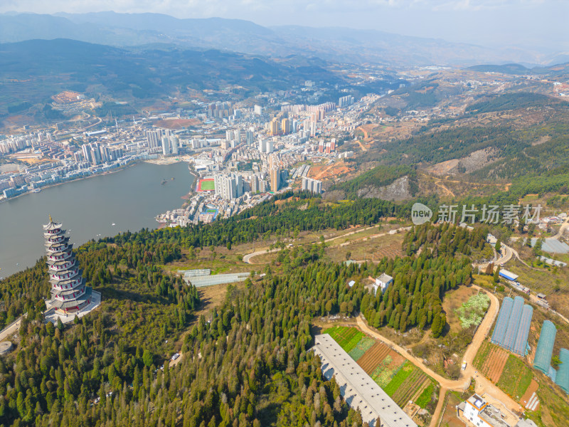 航拍云南个旧老阴山景区