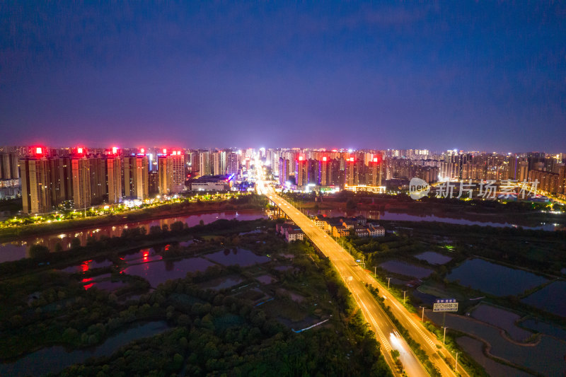 城市车流夜景航拍