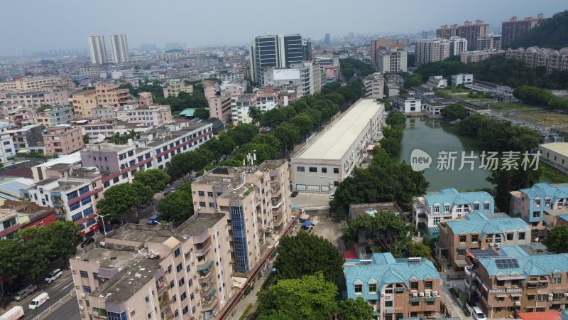 航拍广东省东莞市常平镇城市风光