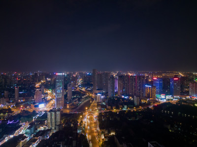 航拍安徽合肥城市夜景