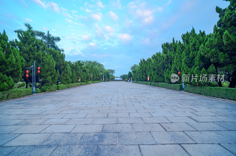 广州南沙天后宫旅游景区园林广场石板路