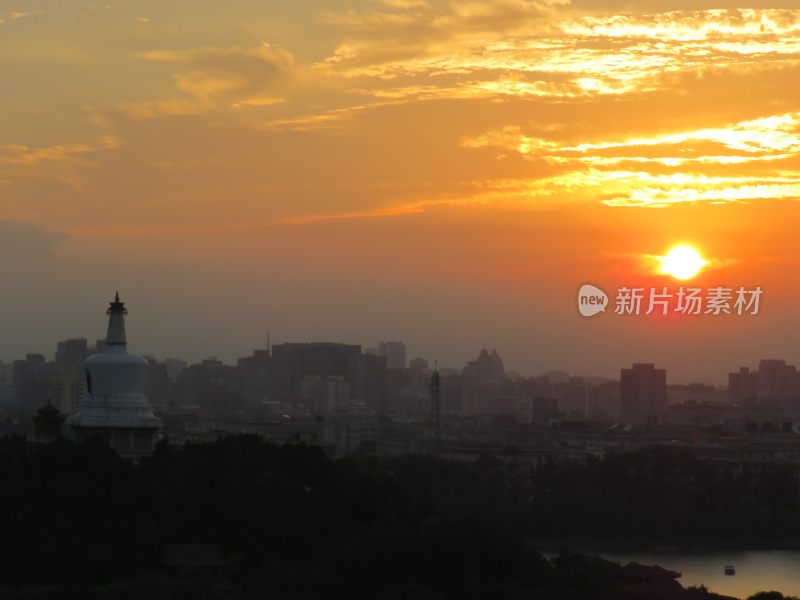 北京景山公园日落风景