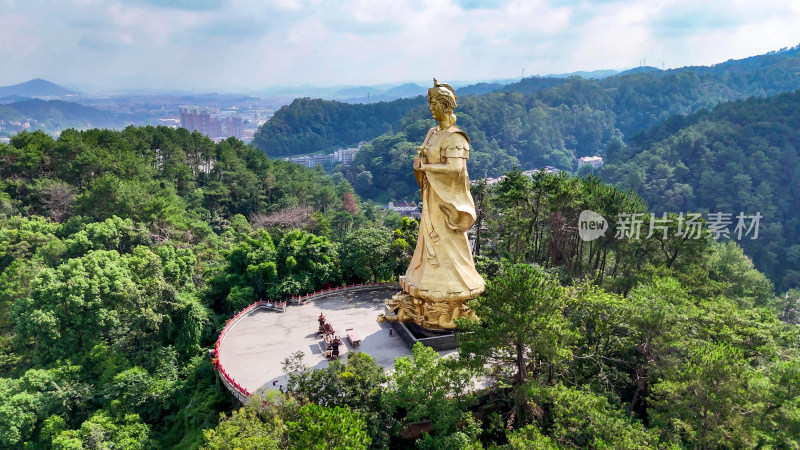 航拍广西梧州龙母太庙