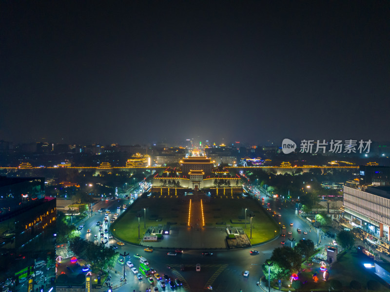 陕西西安永宁门夜景西安城墙夜景