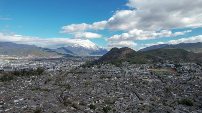 云南丽江古城5A景区全景航拍