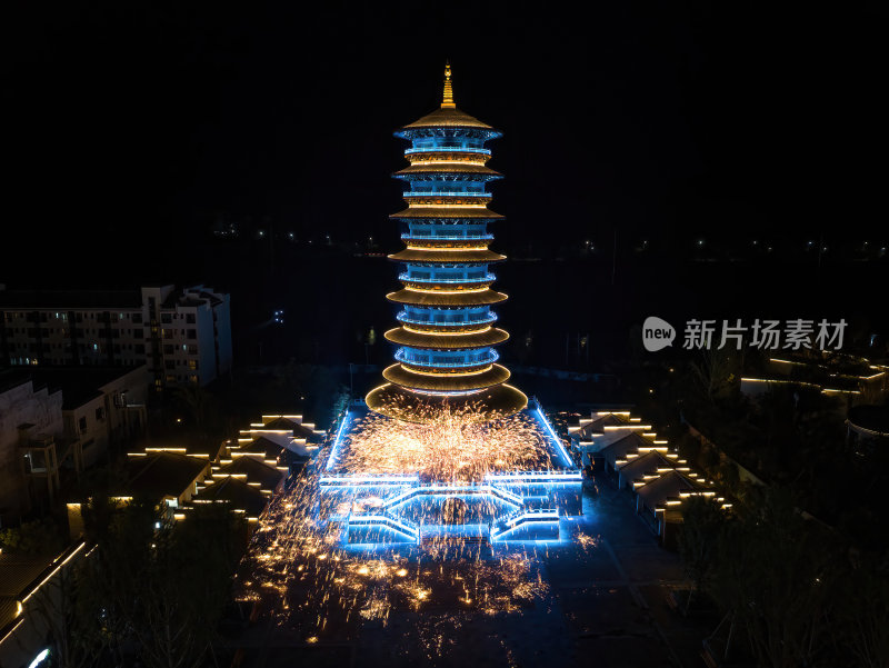 江西上饶网红景点婺女洲日落夜景航拍