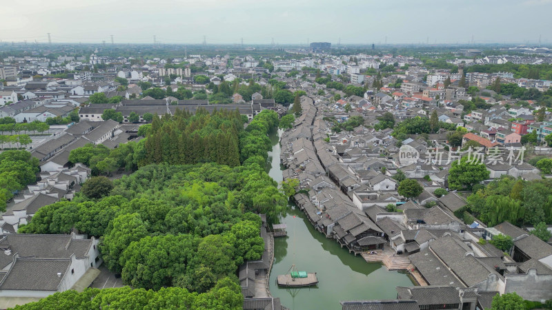 航拍浙江嘉兴乌镇西栅景区