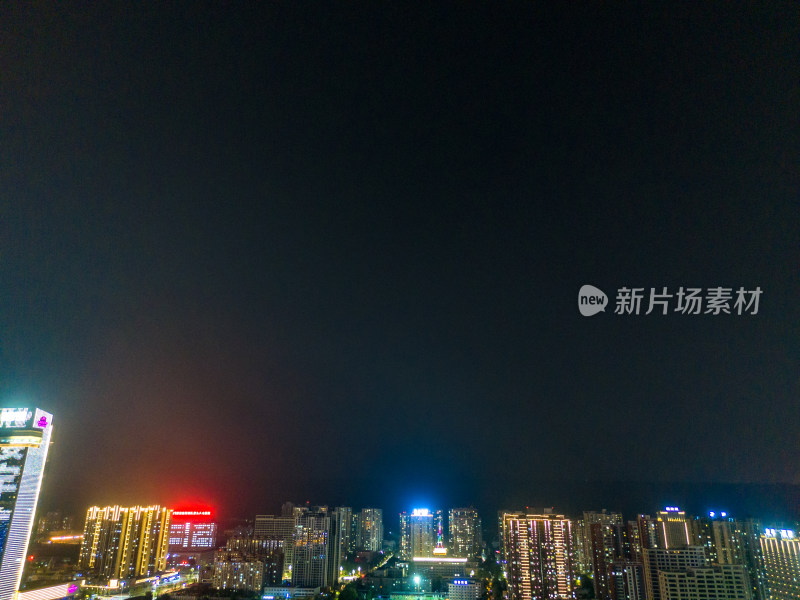 宝鸡渭河两岸夜景航拍图