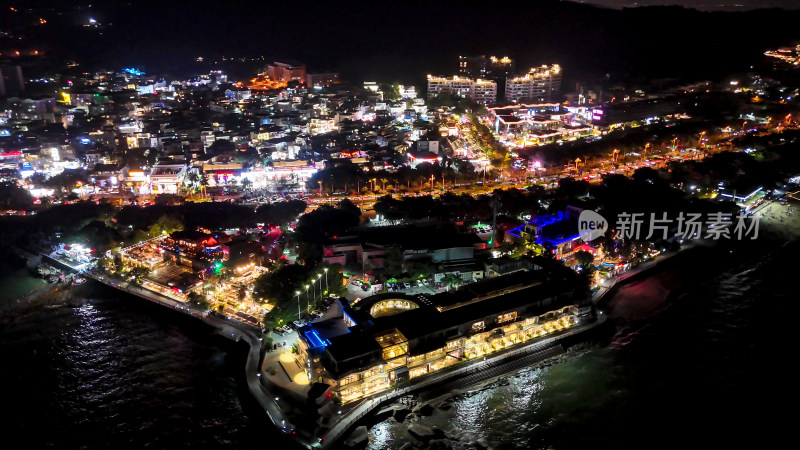 福建厦门曾厝垵夜景灯光航拍