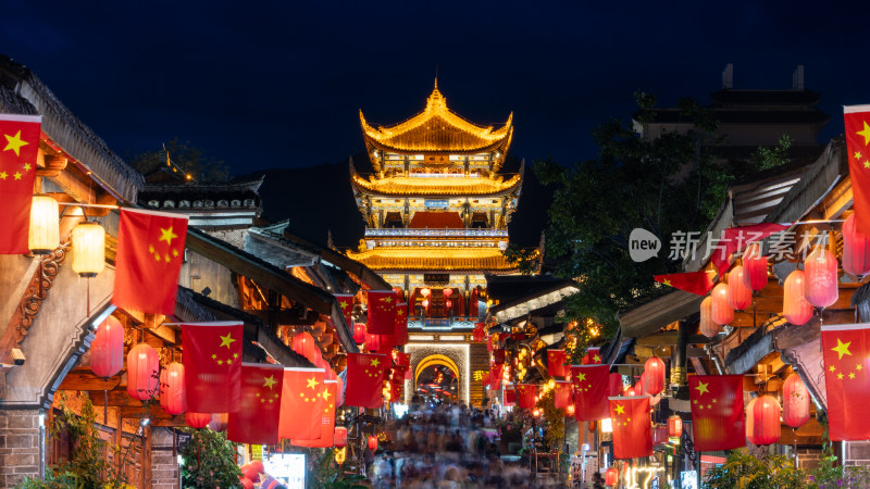 国庆四川凉山彝族自治州西昌建昌古城夜景