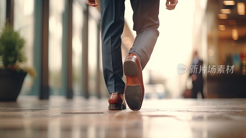 商务概念，穿着皮鞋的男人的双脚