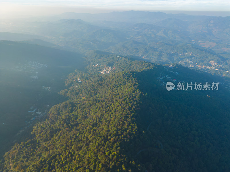 航拍山区乡村田园风光