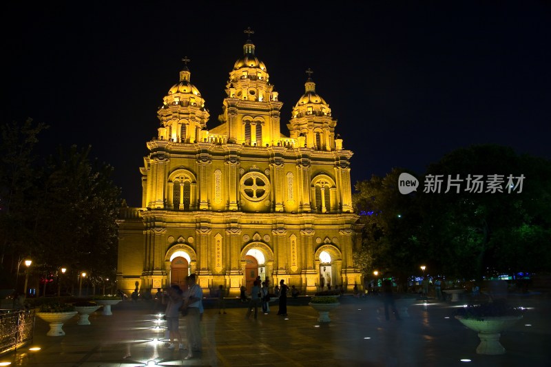 北京王府井教堂夜景
