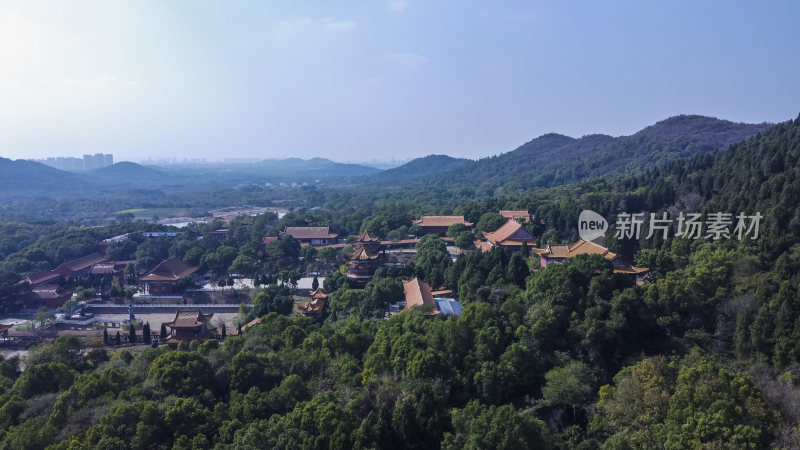 武汉龙泉山风景区龙泉寺航拍