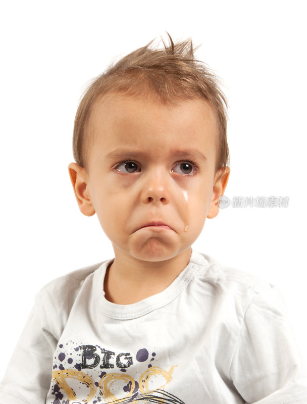 哭泣的小男孩面部特写
