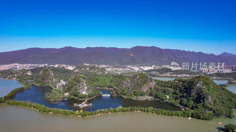 广东肇庆星湖景区七星山5A景区航拍