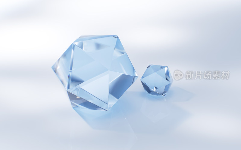 透明玻璃宝石与光影3D渲染