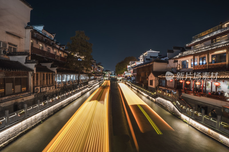 南京夫子庙夜景河流风光