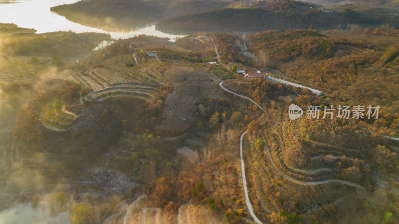 航拍视角山川云雾自然风景