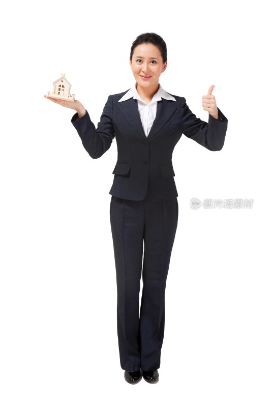 商务女士和房子模型