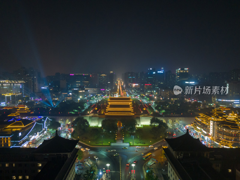 陕西西安永宁门夜景西安城墙夜景