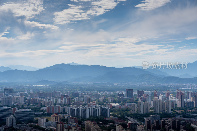 北京远眺西山日落风景