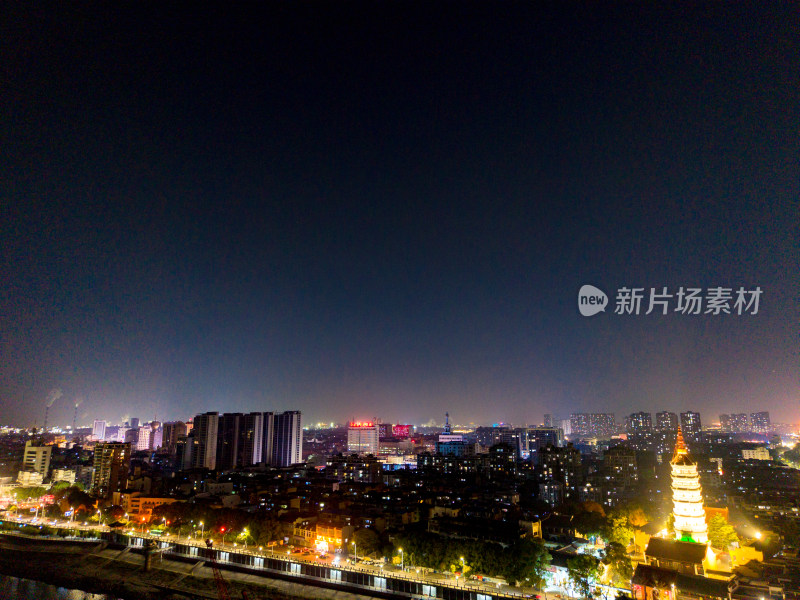 安庆夜景交通航拍图