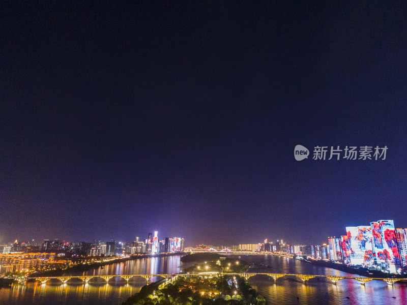 长沙夜景灯光航拍摄影图