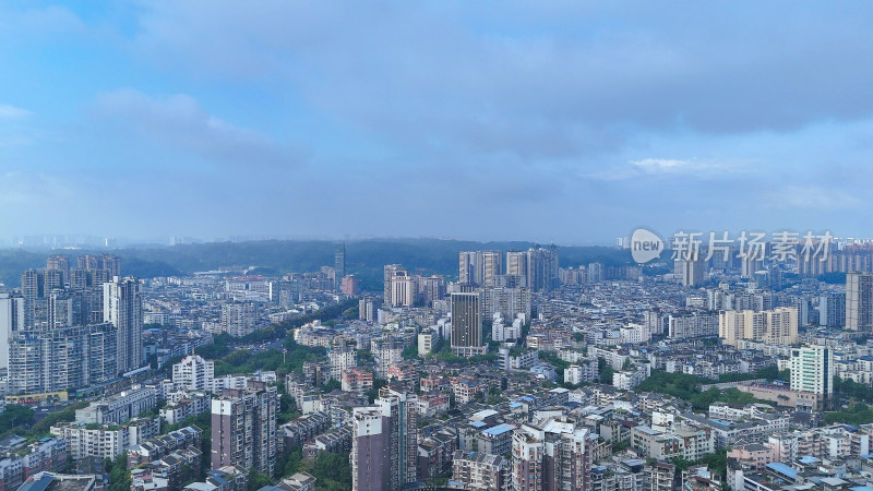 航拍四川乐山城市建设乐山大景摄影图