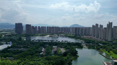 航拍福建漳州碧湖生态公园