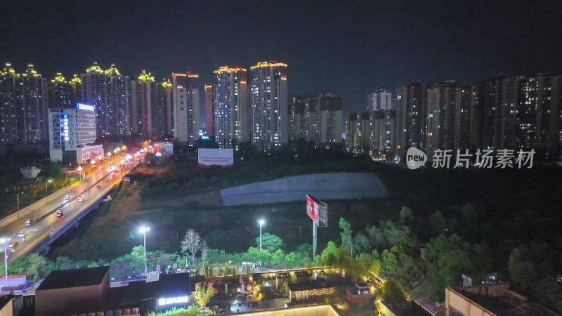 航拍四川自贡南悦里夜景摄影图