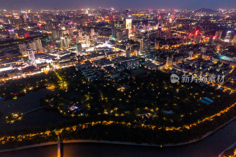 安徽合肥城市大景夜景灯光航拍图