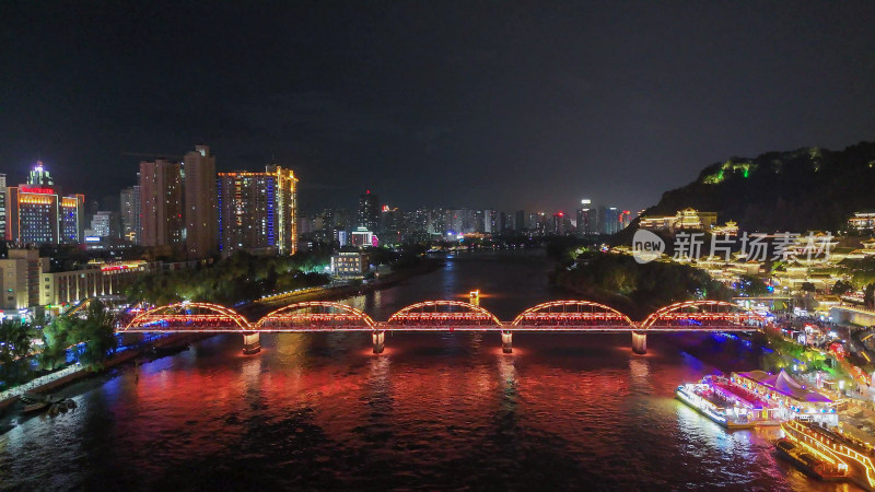 甘肃兰州中山桥夜景