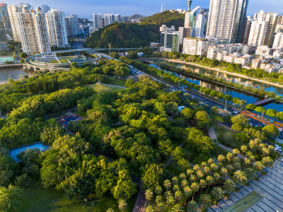 福建厦门城市风光绿化植物航拍图