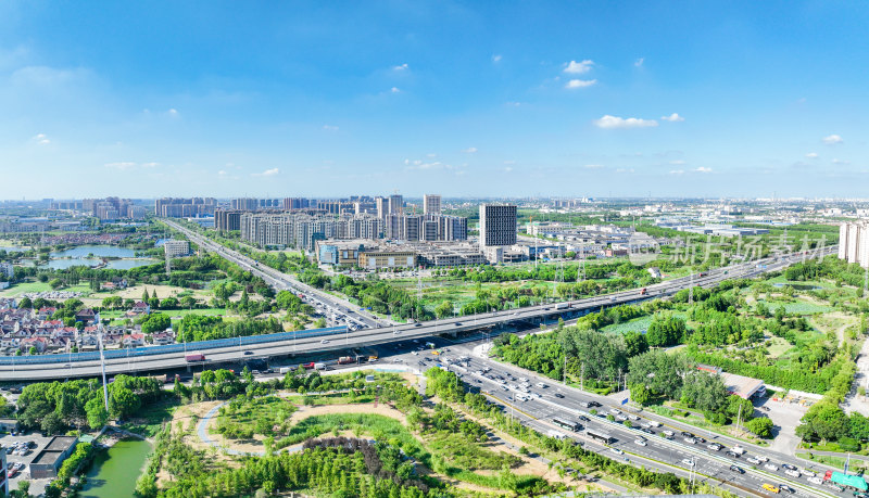 航拍江苏苏州昆山城市建筑风光大景