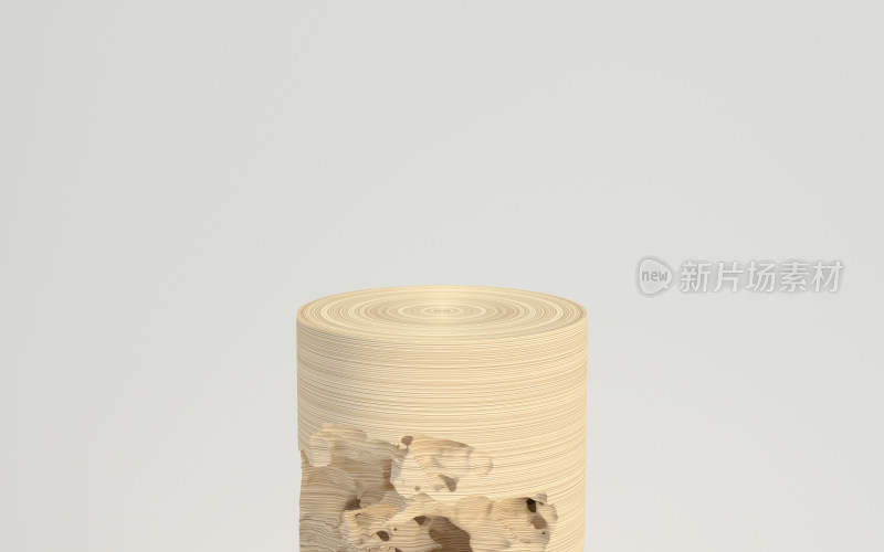 创意木纹物品展示台 3D渲染