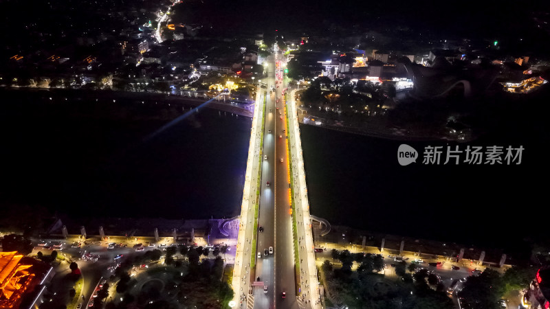 桂林解放大桥夜景航拍图