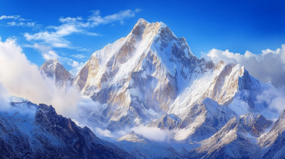 夕阳下的雪山山顶震撼自然风景电脑壁纸