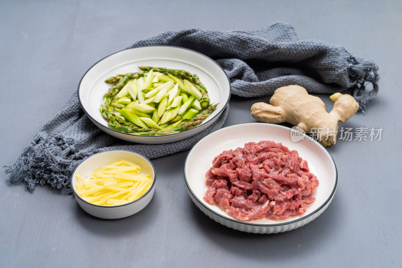 特色中餐川味炒菜芦笋炒牛肉及配料