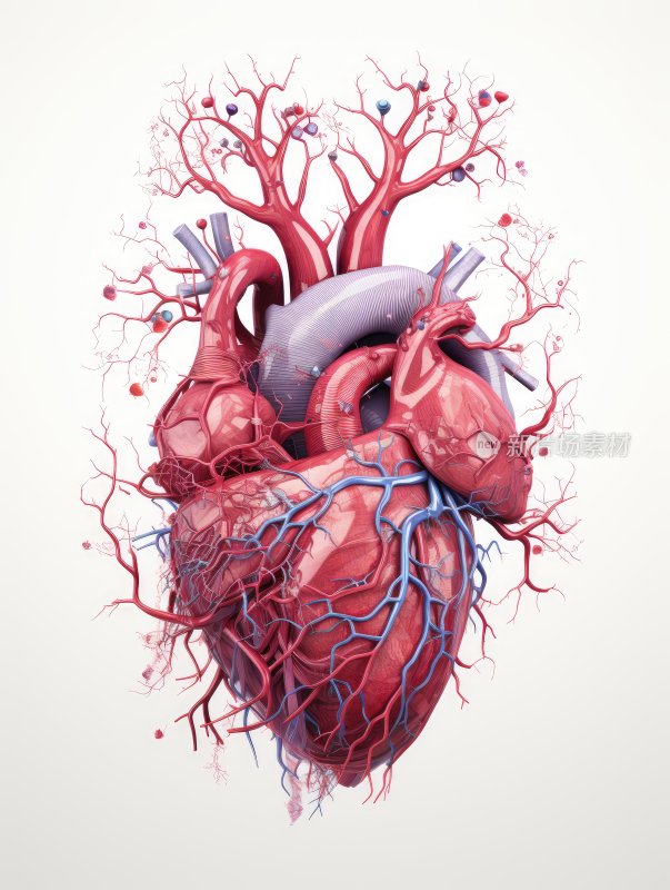 医学科普插图，人类心脏组织结构