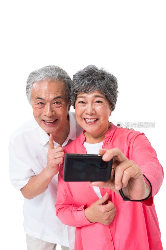 快乐的老年夫妇旅游摄影