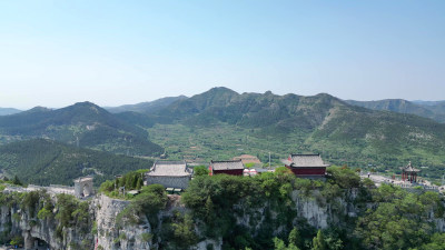 航拍山东潍坊青州云门山风景区