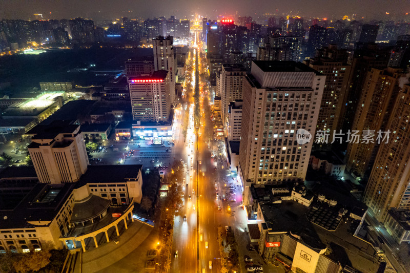 西安城市夜景灯光交通航拍摄影图