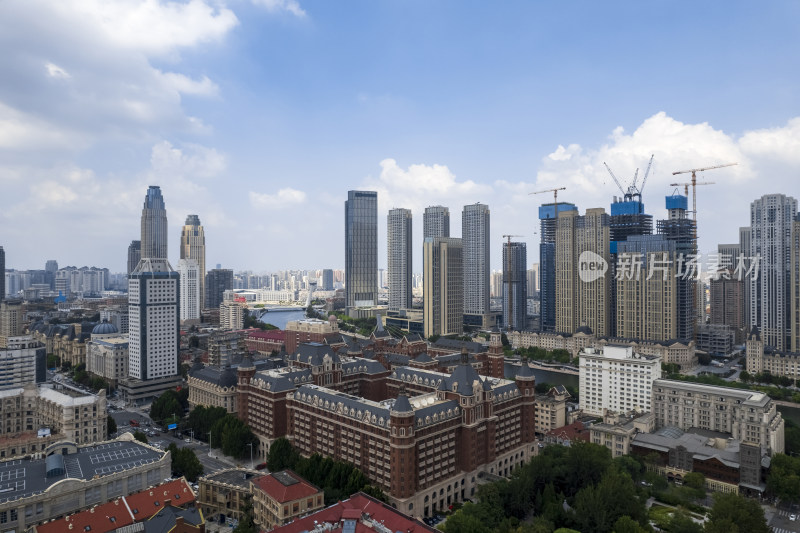 天津海河风景线城市天际线建筑风光航拍