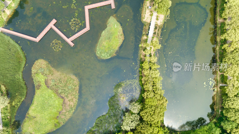湖北武汉金银湖国家城市湿地公园局部俯拍